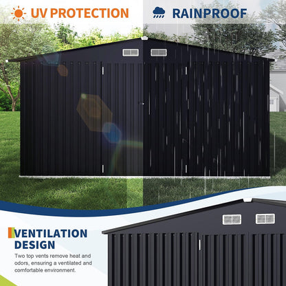 EcoSheds™ EXTRA LARGE 8x10ft METAL Outdoor Storage Shed