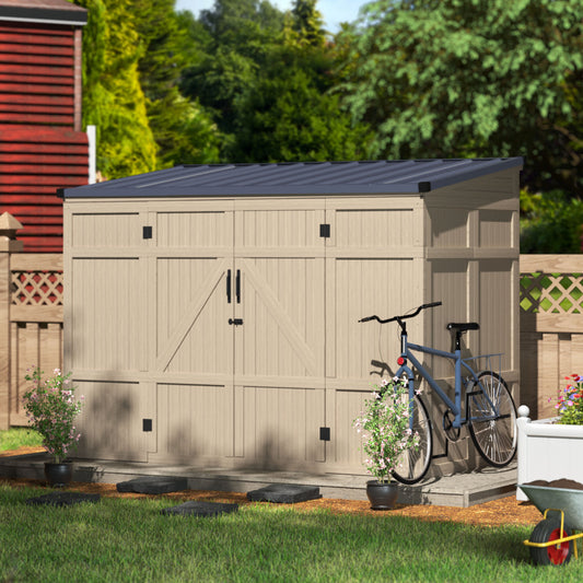 EcoSheds™ Wooden Outdoor Storage Shed 8x4ft with Metal Roof, Lockable Door and Vents
