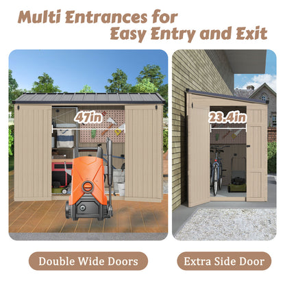 EcoSheds™ Wooden Outdoor Storage Shed 8x4ft with Metal Roof, Lockable Door and Vents