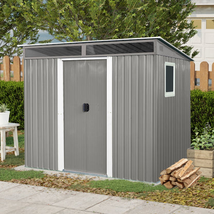EcoSheds™ LARGE 6x8ft METAL Sliding Door Outdoor Storage Shed