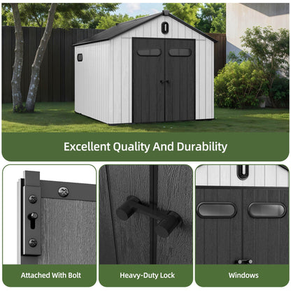 EcoSheds™ EXTRA LARGE Modern 8x10ft RESIN Outdoor Storage Shed