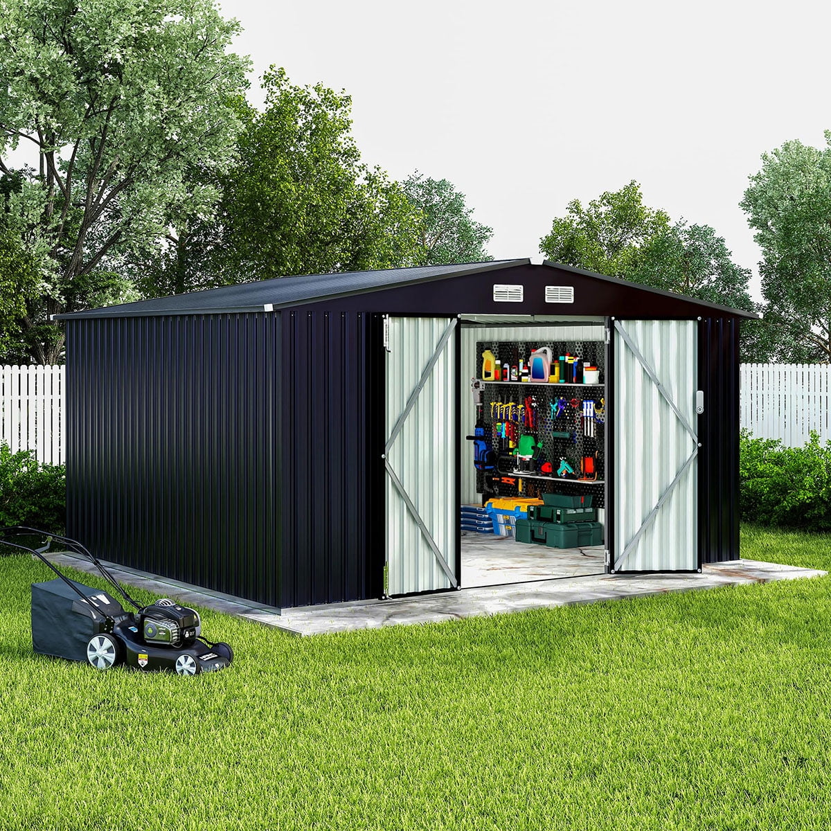 EcoSheds™ EXTRA LARGE 8x10ft METAL Outdoor Storage Shed
