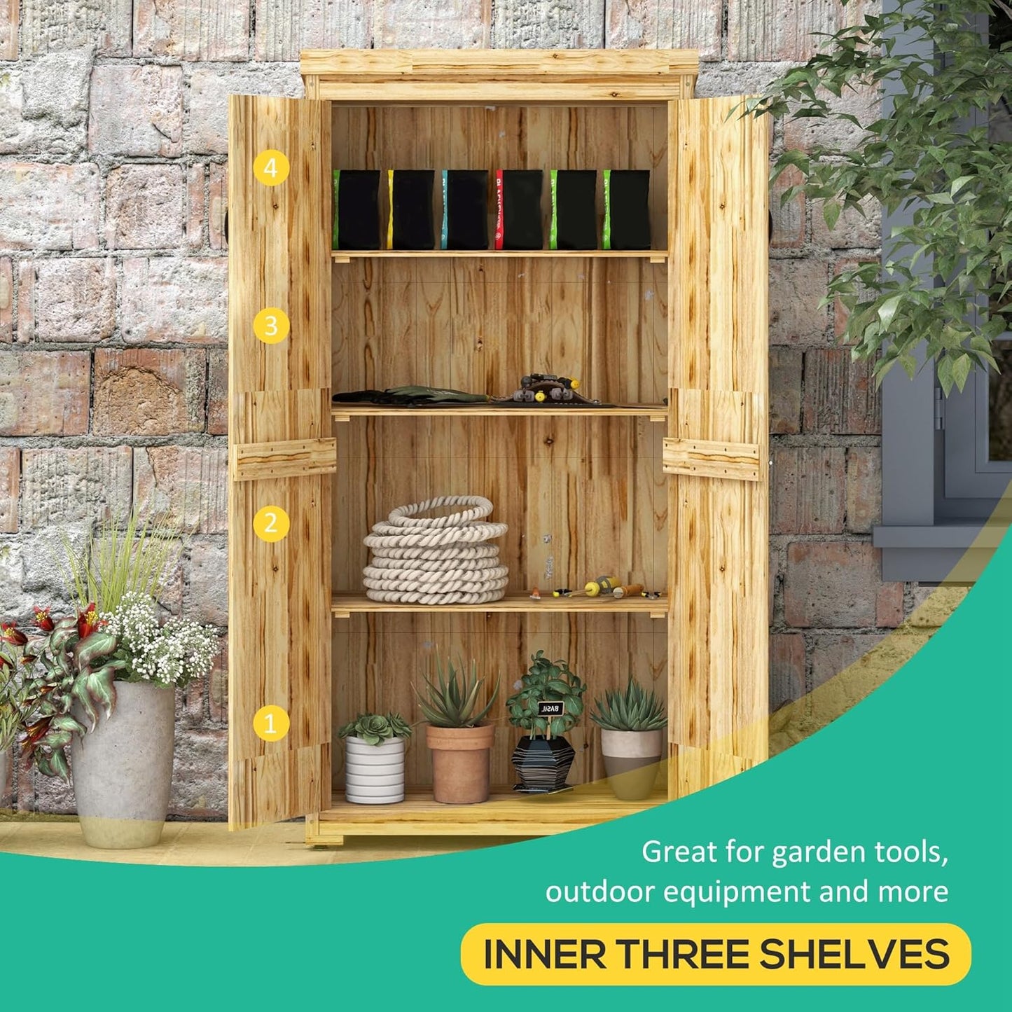 EcoSheds™ Wooden Outdoor Storage Shed 2.6x1.5ft with Metal Roof