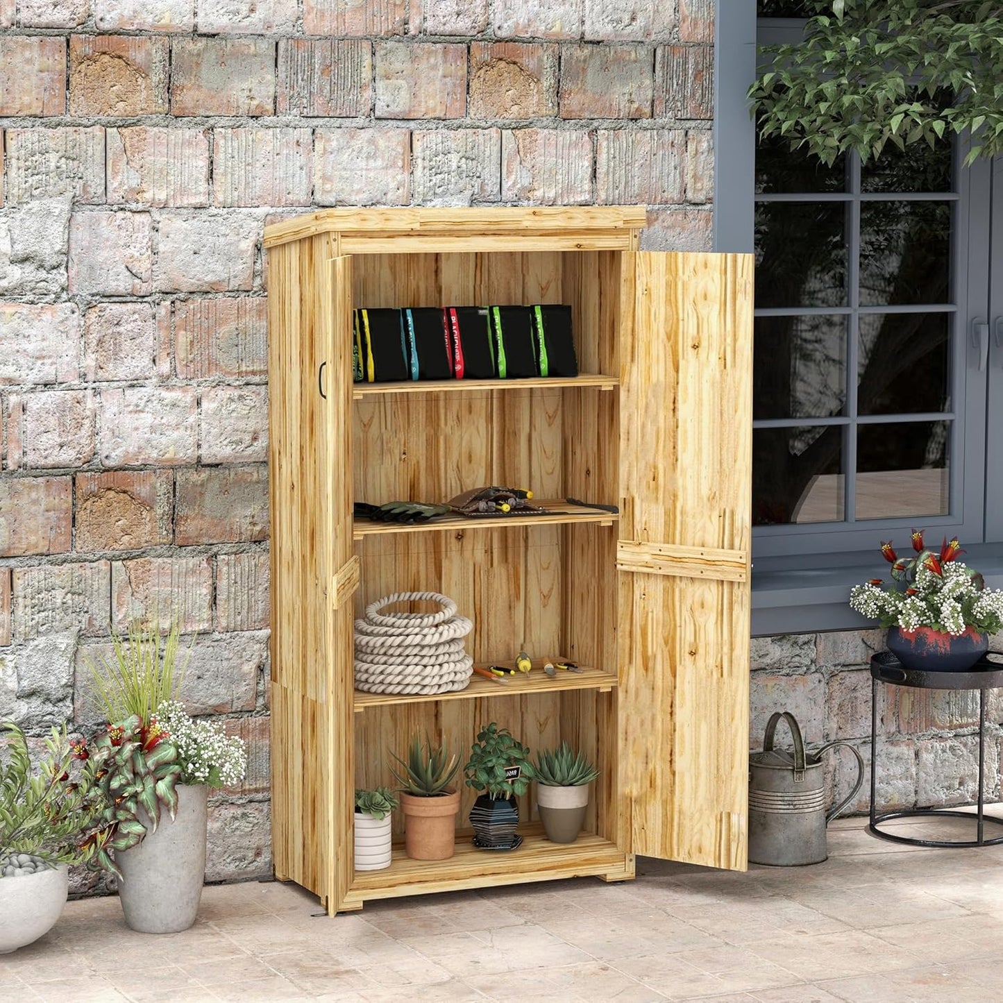 EcoSheds™ Wooden Outdoor Storage Shed 2.6x1.5ft with Metal Roof