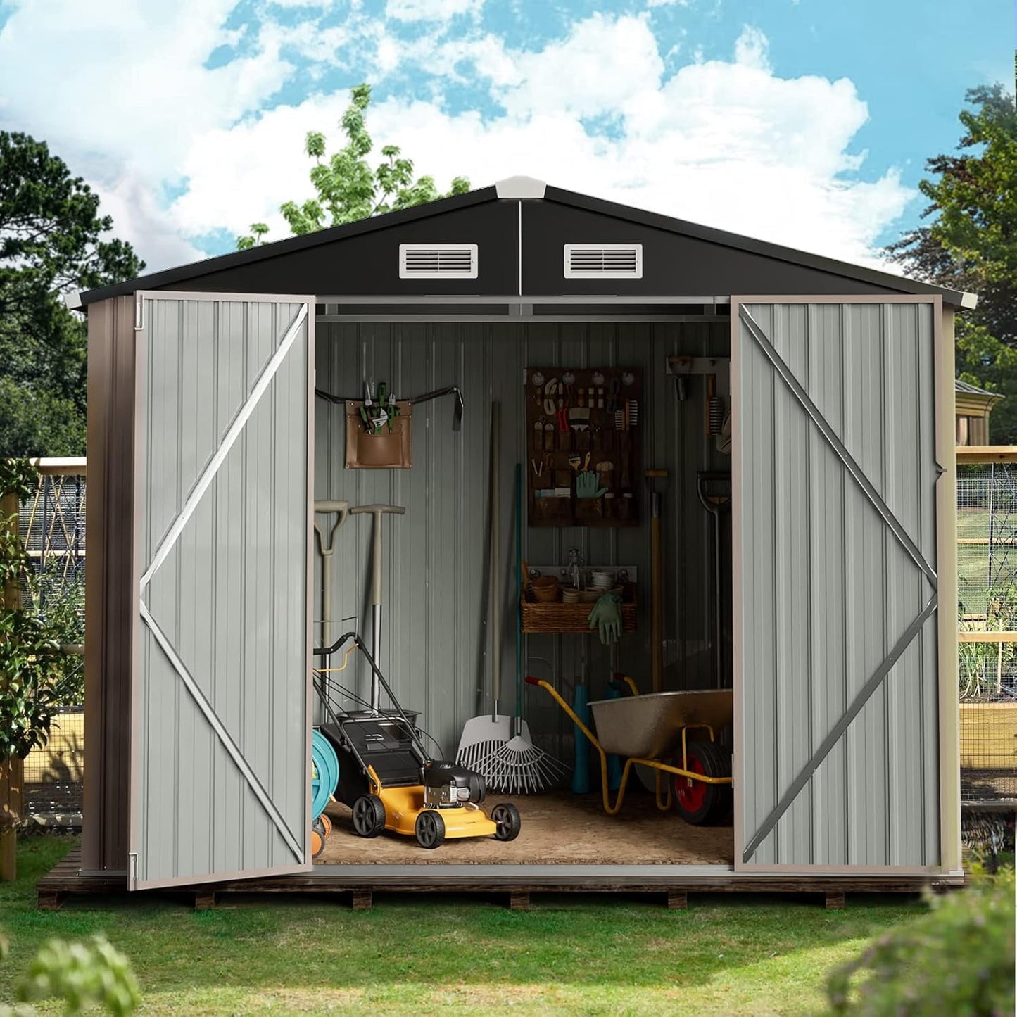 EcoSheds™ MEDIUM 6x4ft Brown METAL Outdoor Storage Shed