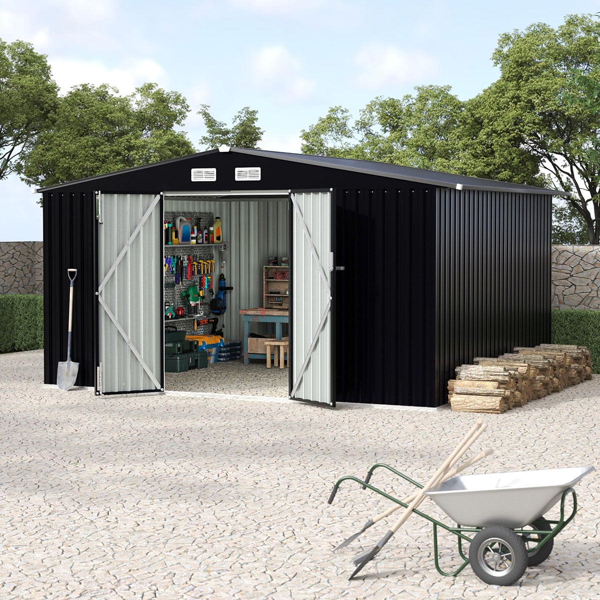 EcoSheds™ EXTRA LARGE 8x10ft METAL Outdoor Storage Shed