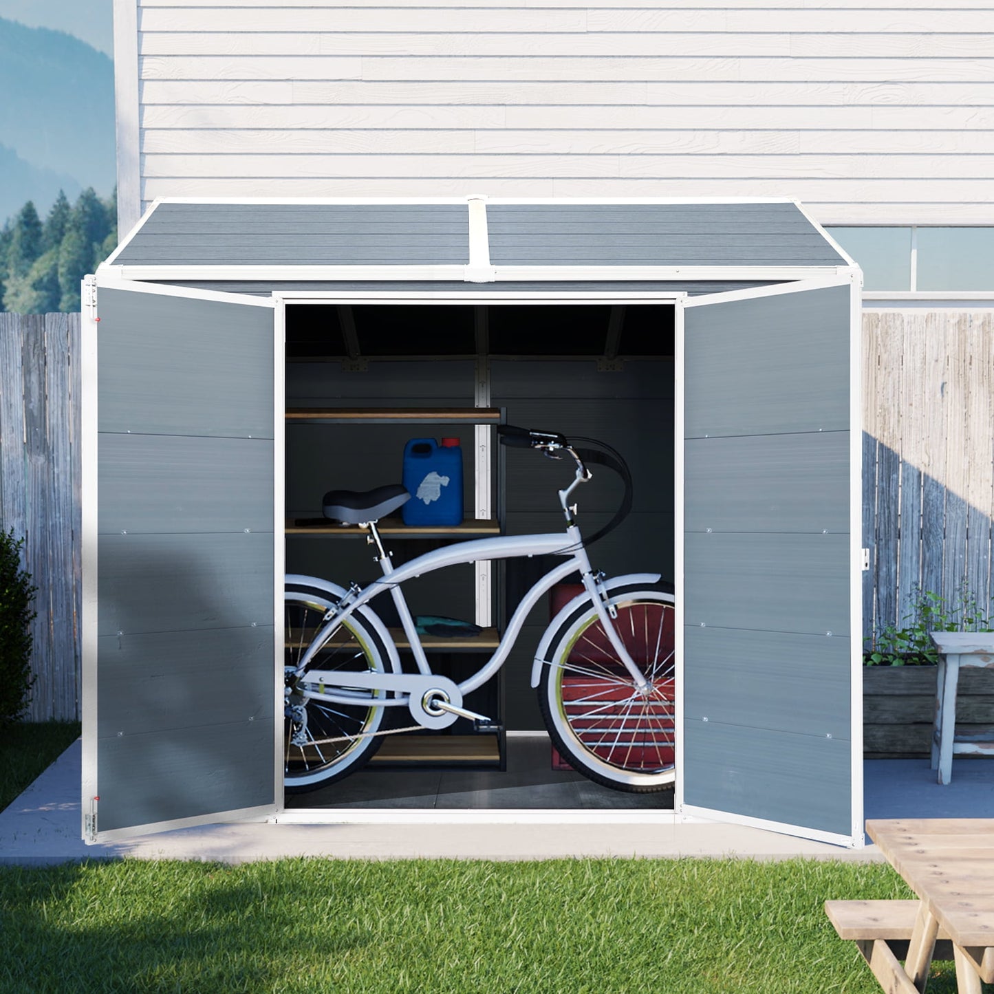 EcoSheds™ LARGE 8x6ft RESIN Outdoor Storage Shed