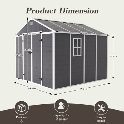 EcoSheds™ EXTRA LARGE Modern 8x8ft RESIN Outdoor Storage Shed
