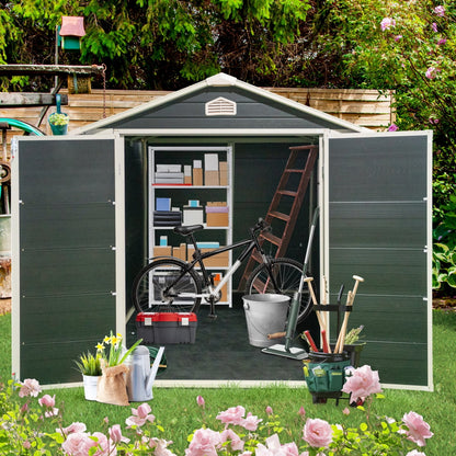 EcoSheds™ LARGE 6x8ft Black RESIN Outdoor Storage Shed