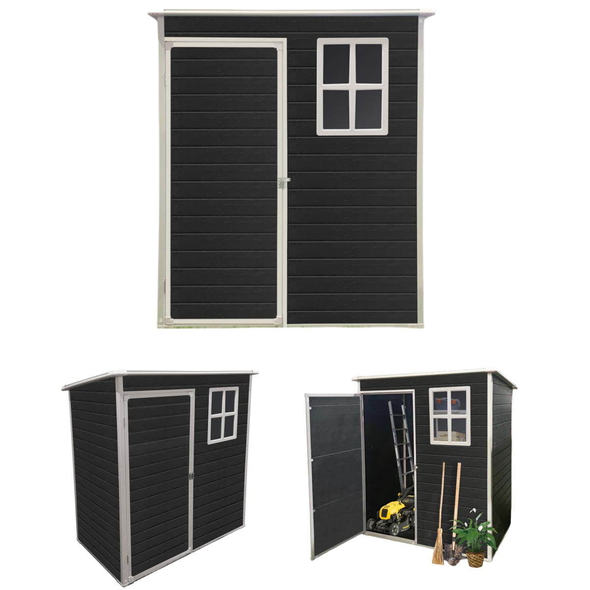 EcoSheds™ SMALL 5x3ft Black RESIN Outdoor Storage Shed