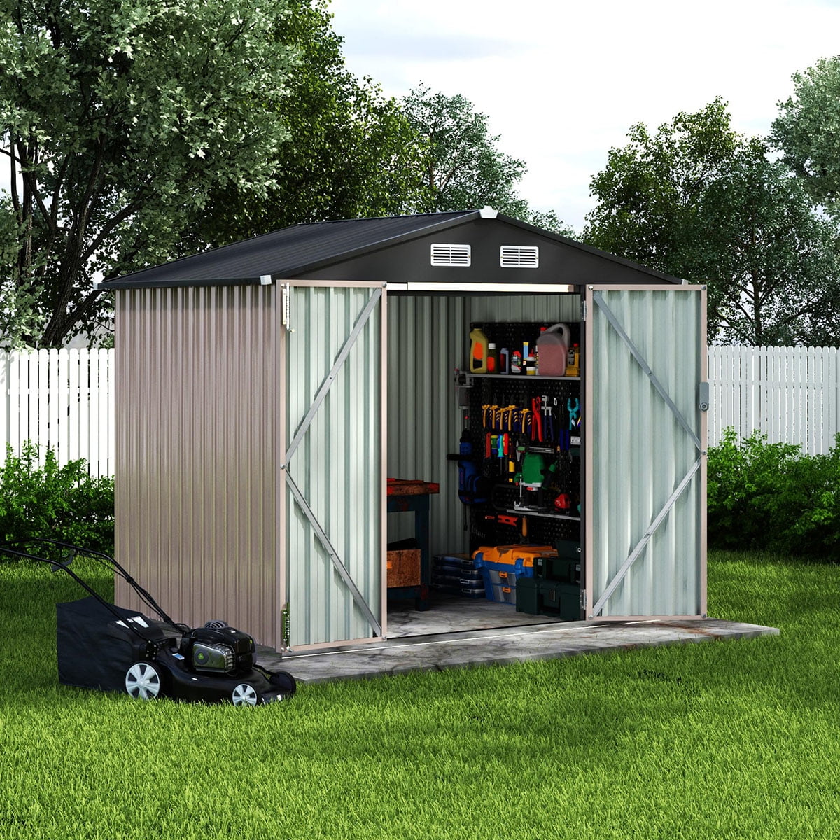 EcoSheds™ LARGE 6x8ft METAL Outdoor Storage Shed