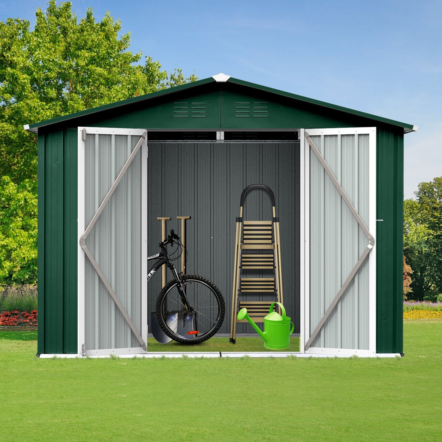 EcoSheds™ LARGE 6x8ft METAL Outdoor Storage Shed