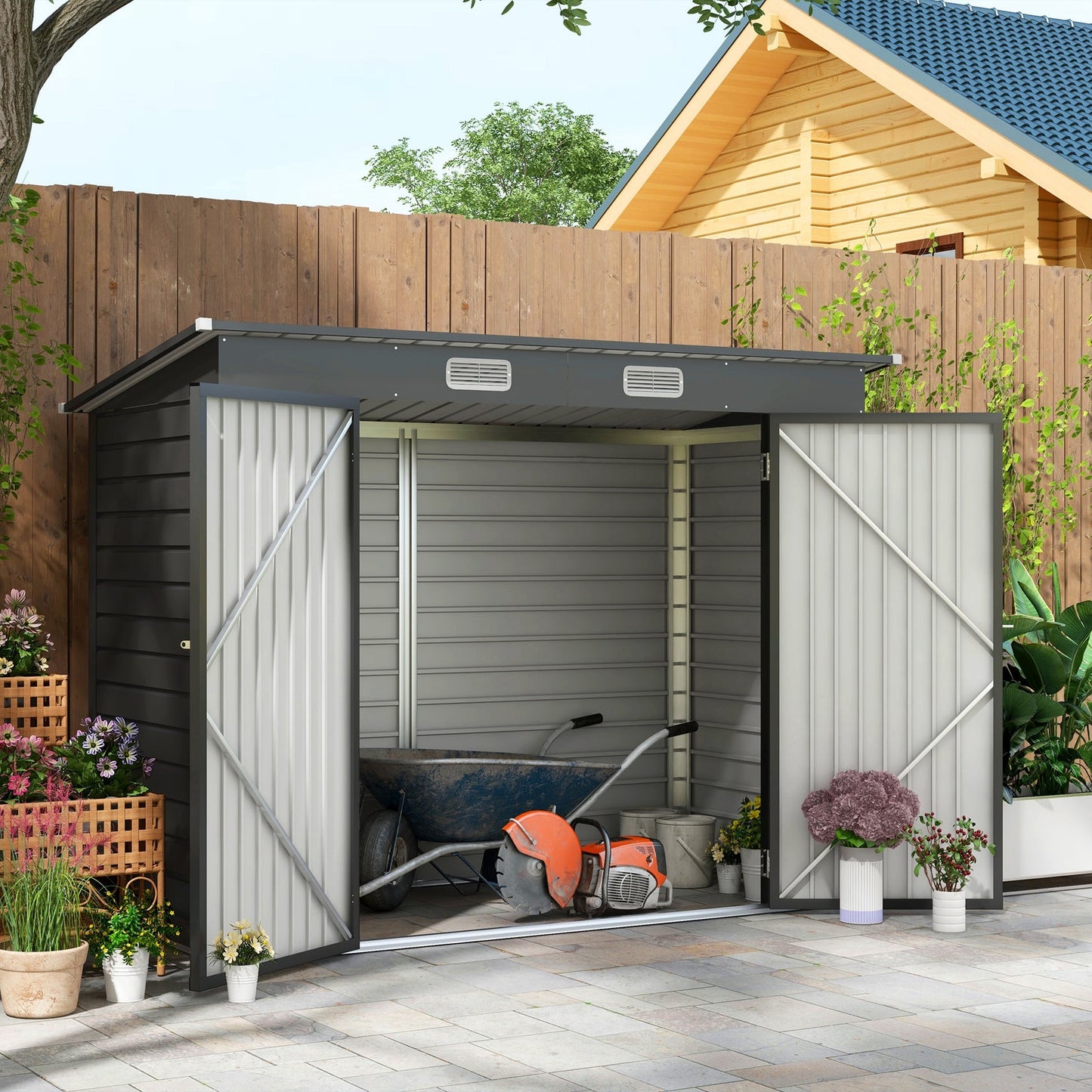 EcoSheds™ LARGE 6x8ft METAL Outdoor Storage Shed