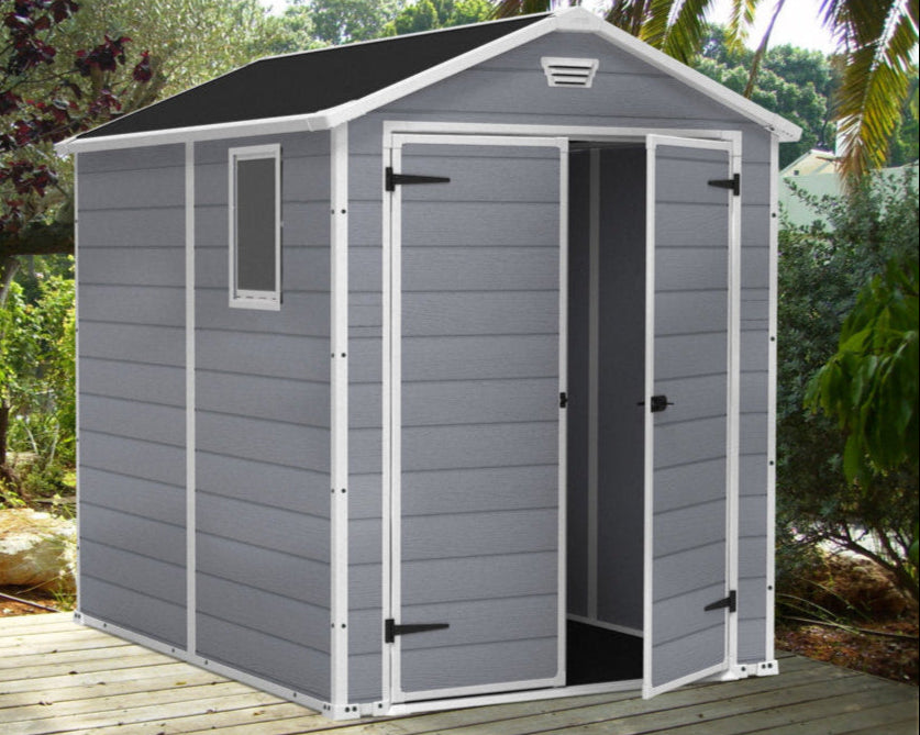 EcoSheds™ LARGE 6x8ft Gray RESIN Outdoor Storage Shed