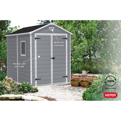 EcoSheds™ LARGE 6x8ft Gray RESIN Outdoor Storage Shed