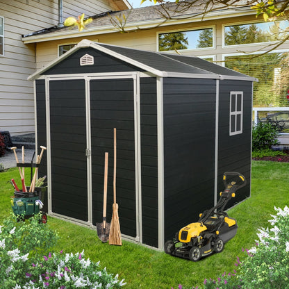 EcoSheds™ LARGE 6x8ft Black RESIN Outdoor Storage Shed