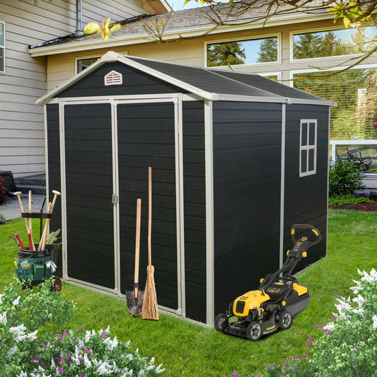 EcoSheds™ LARGE 6x8ft Black RESIN Outdoor Storage Shed