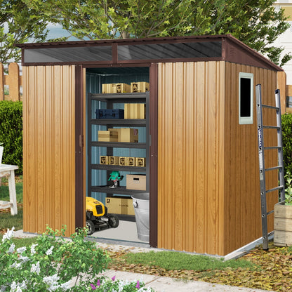EcoSheds™ LARGE 6x8ft METAL Sliding Door Outdoor Storage Shed