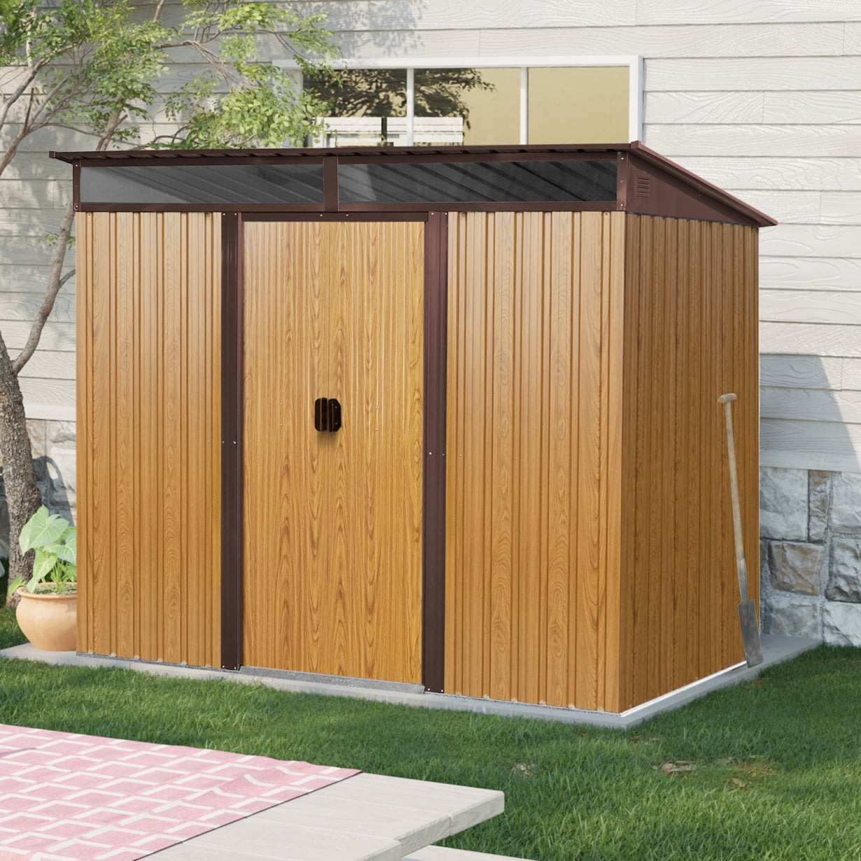 EcoSheds™ LARGE 6x8ft METAL Sliding Door Outdoor Storage Shed