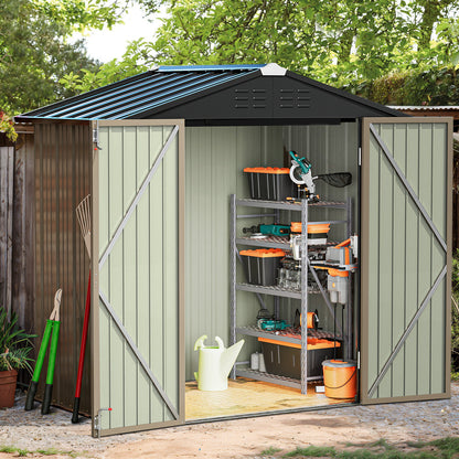 EcoSheds™ MEDIUM 6x4ft Brown METAL Outdoor Storage Shed
