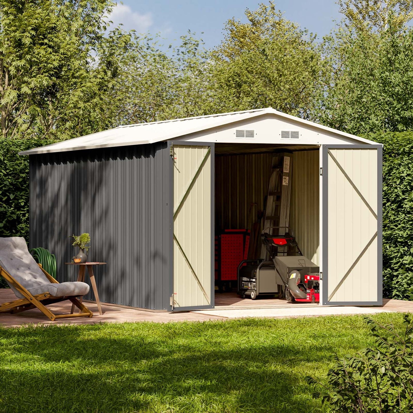 EcoSheds™ EXTRA LARGE 8x12ft METAL Outdoor Storage Sheds