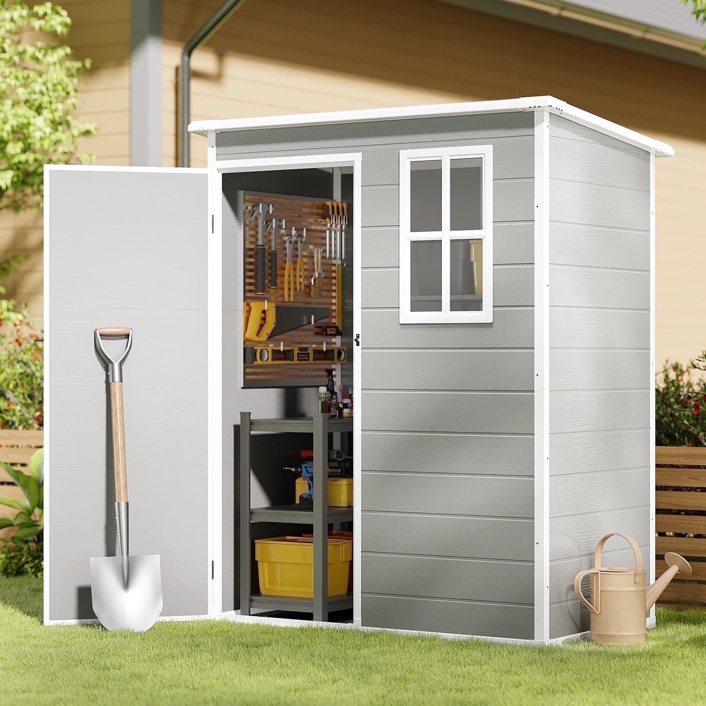 EcoSheds™ SMALL 5x3ft Gray RESIN Outdoor Storage Shed
