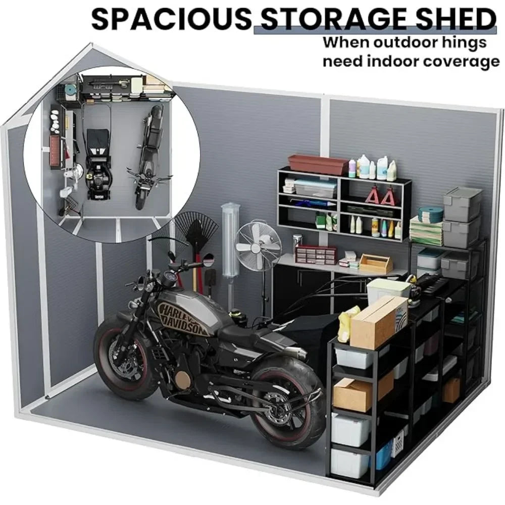 EcoSheds™ LARGE 6x8ft Gray RESIN Outdoor Storage Shed