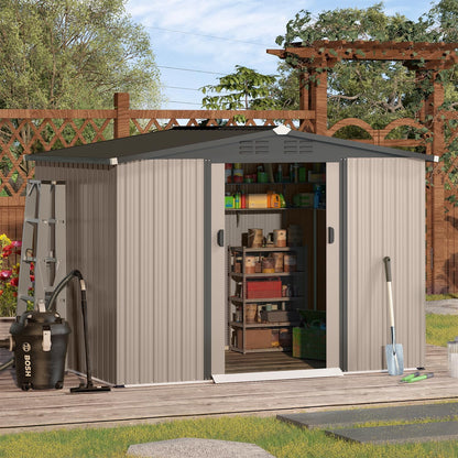 EcoSheds™ LARGE 8x6ft METAL Sliding Door Outdoor Storage Shed