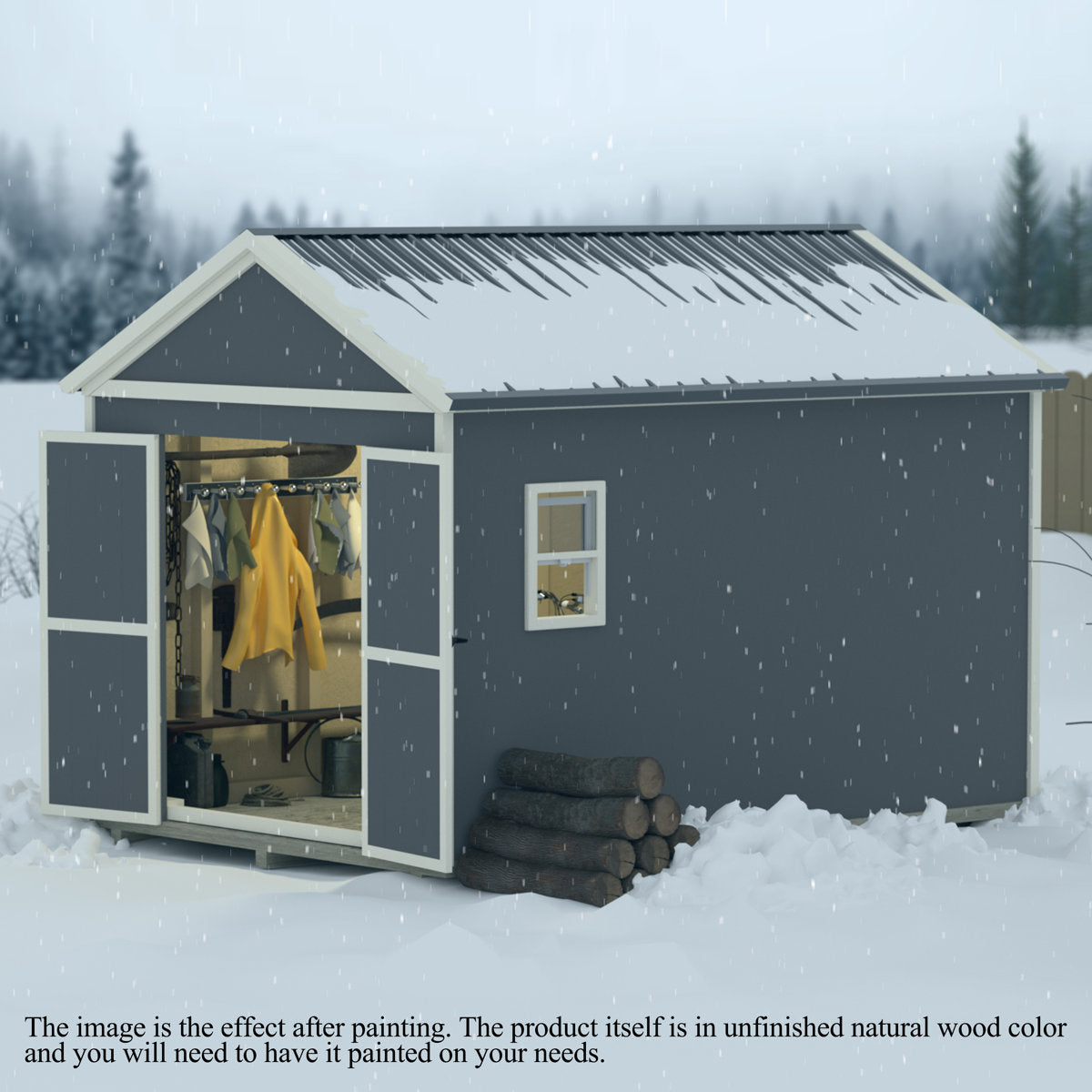 EcoSheds™ Wooden Outdoor Storage Shed 8x12ft with Metal Roof, Lockable Door and Vents