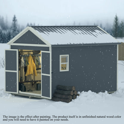 EcoSheds™ Wooden Outdoor Storage Shed 8x12ft with Metal Roof, Lockable Door and Vents