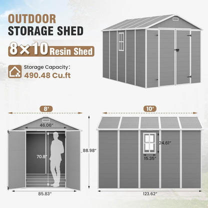 EcoSheds™ EXTRA LARGE Modern 8x10ft RESIN Outdoor Storage Shed