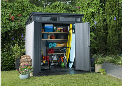 EcoSheds™ EXTRA LARGE Modern 7x7ft RESIN Outdoor Storage Shed
