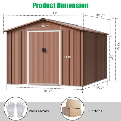 EcoSheds™ EXTRA LARGE 8x15ft METAL Sliding Door Outdoor Storage Sheds