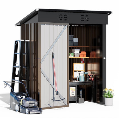 EcoSheds™ SMALL 5x3ft Light Brown METAL Outdoor Storage Shed