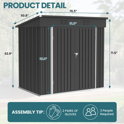 EcoSheds™ MEDIUM 6x4ft Gray METAL Outdoor Storage Shed