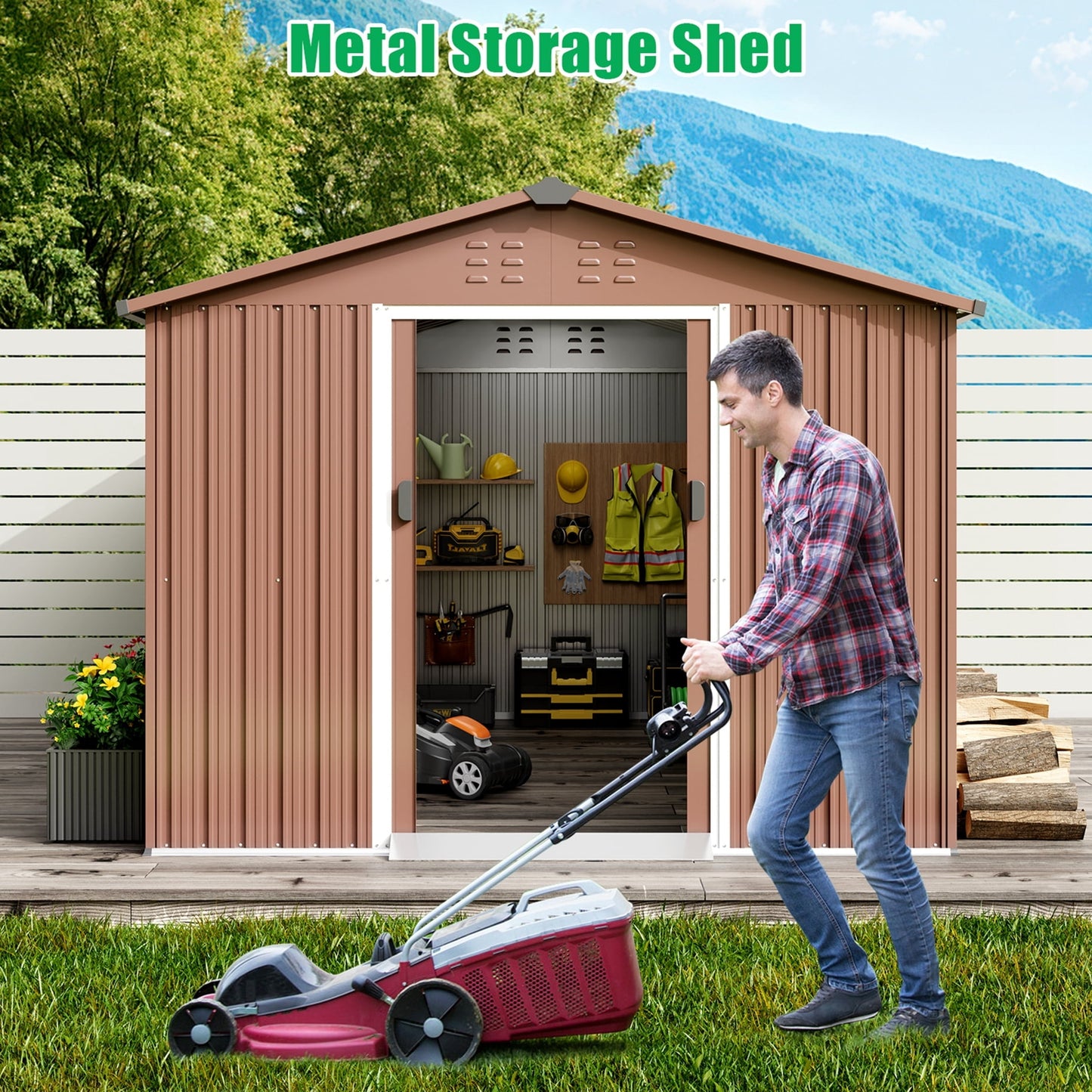 EcoSheds™ EXTRA LARGE 8x15ft METAL Sliding Door Outdoor Storage Sheds