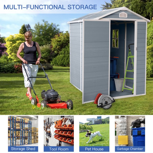 EcoSheds™ MEDIUM 4x6ft White RESIN Outdoor Storage Shed