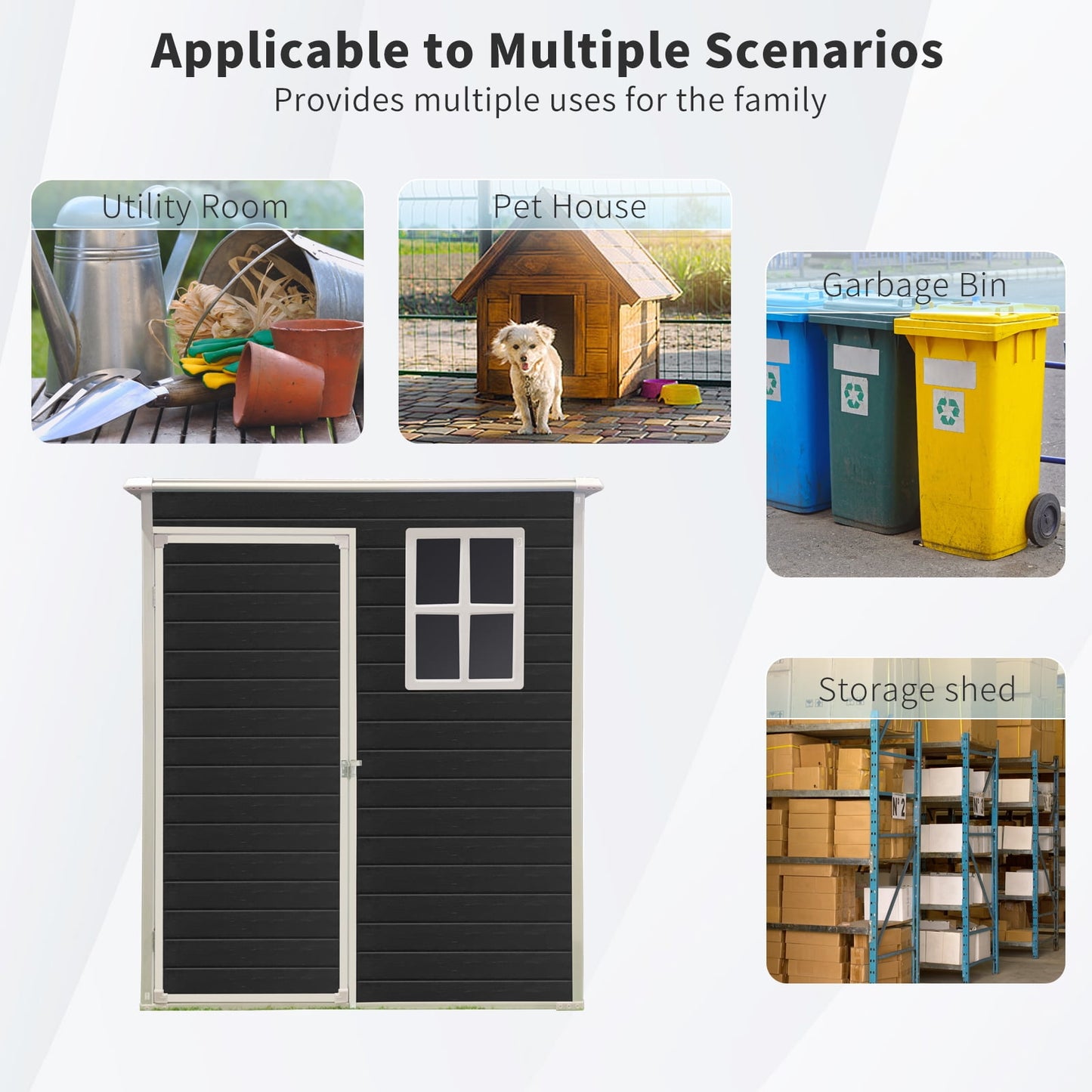 EcoSheds™ SMALL 5x3ft Black RESIN Outdoor Storage Shed