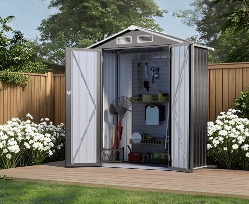 EcoSheds™ SMALL 5x3ft Black METAL Outdoor Storage Shed