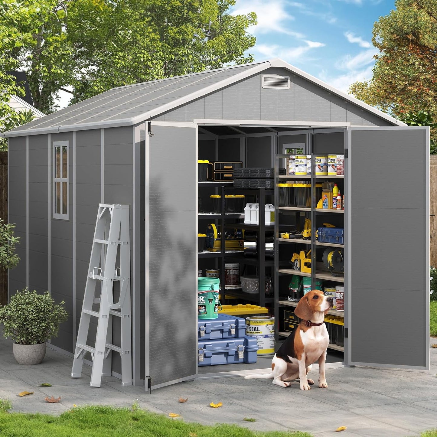 EcoSheds™ EXTRA LARGE Modern 8x10ft RESIN Outdoor Storage Shed