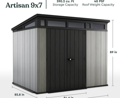 EcoSheds™ EXTRA LARGE Modern 9x7ft RESIN Outdoor Storage Shed