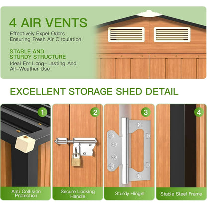 EcoSheds™ SMALL 5x3ft Brown METAL Outdoor Storage Shed