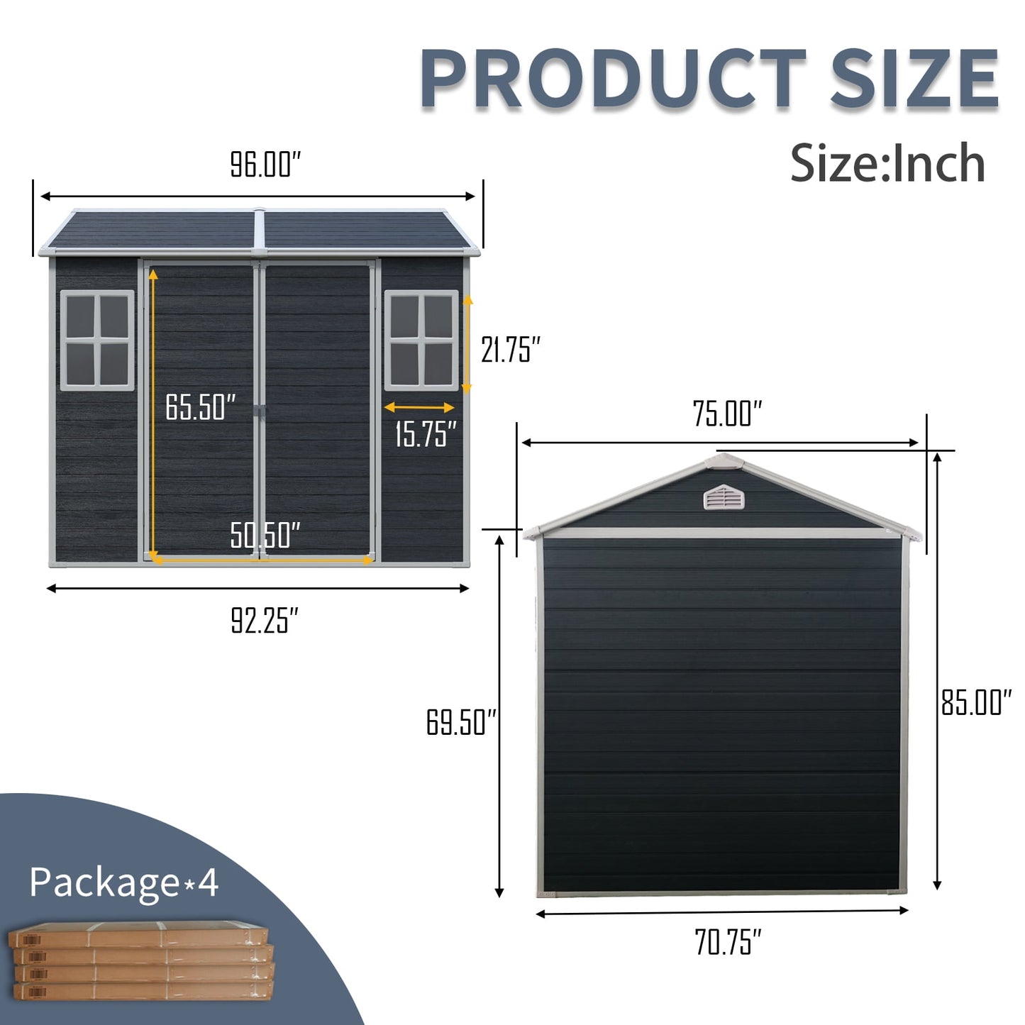 EcoSheds™ LARGE 8x6ft RESIN Outdoor Storage Shed