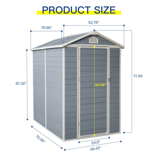 EcoSheds™ MEDIUM 4x6ft White RESIN Outdoor Storage Shed
