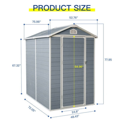 EcoSheds™ MEDIUM 4x6ft White RESIN Outdoor Storage Shed