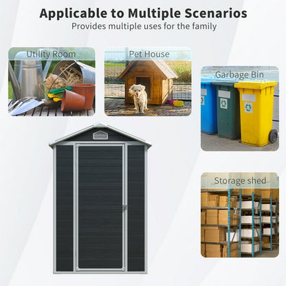 EcoSheds™ MEDIUM 4x6ft Black RESIN Outdoor Storage Shed