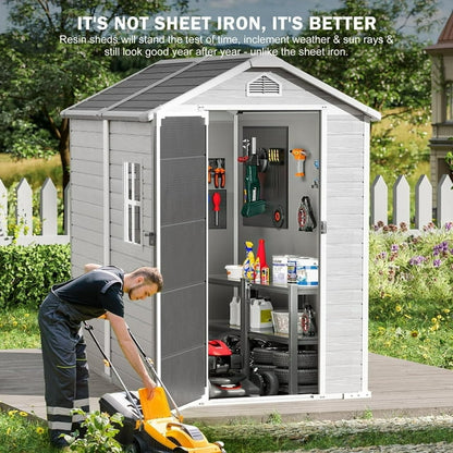 EcoSheds™ MEDIUM 4x6ft Gray/Black RESIN Outdoor Storage Shed