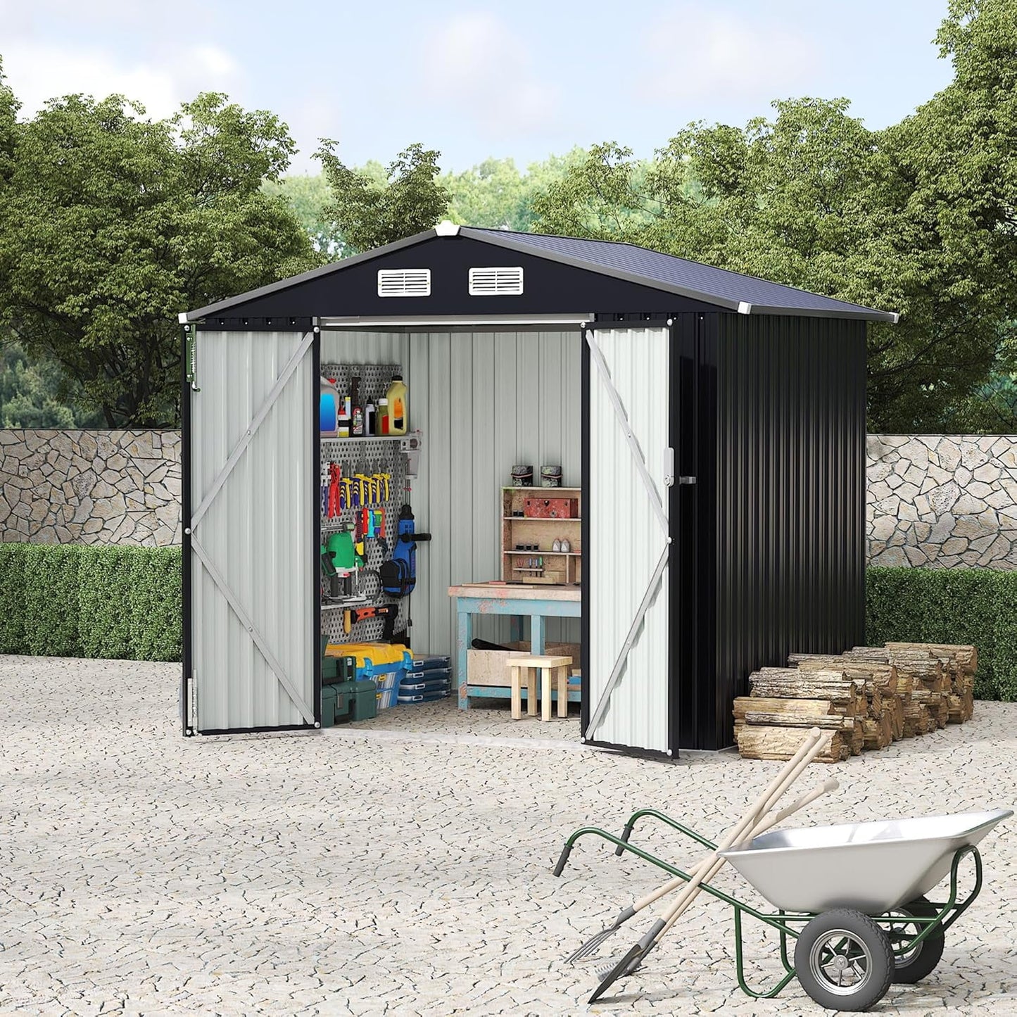 EcoSheds™ LARGE 6x8ft METAL Outdoor Storage Shed