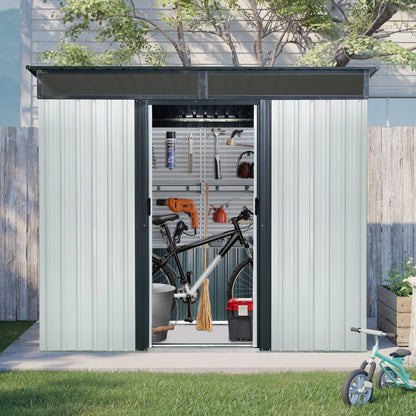 EcoSheds™ LARGE 6x8ft METAL Sliding Door Outdoor Storage Shed