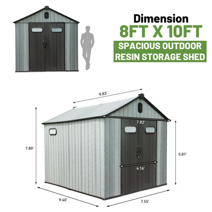 EcoSheds™ EXTRA LARGE Modern 8x10ft RESIN Outdoor Storage Shed